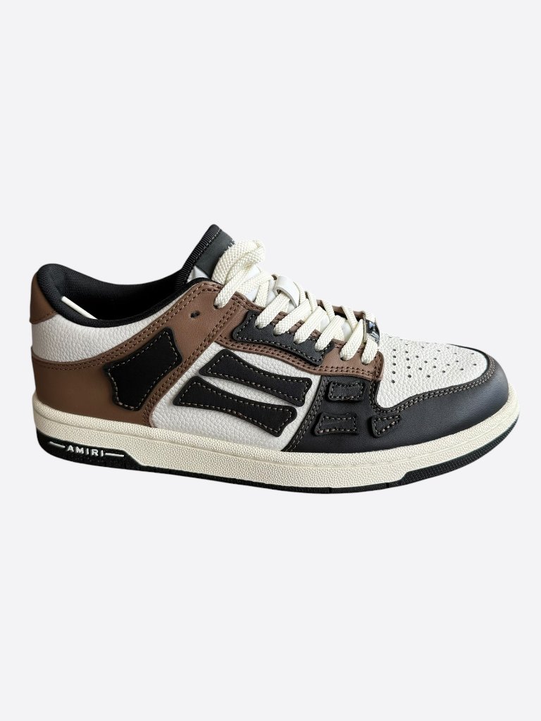 Amiri Brown, Black & White Skeleton Low Top Sneakers